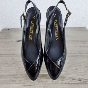 Naturalizer black patent leather sling back heels